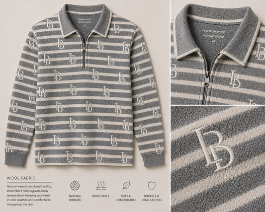 LBD Grey Mix Monogram Quarter zip