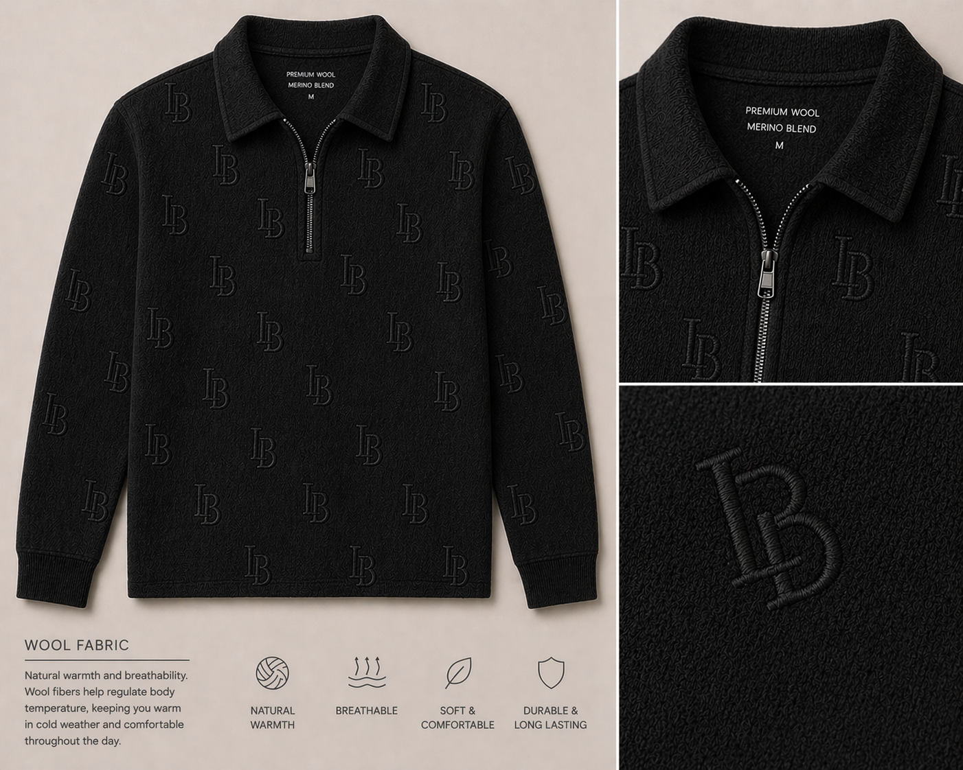 LBD True Black Monogram Quarter Zip