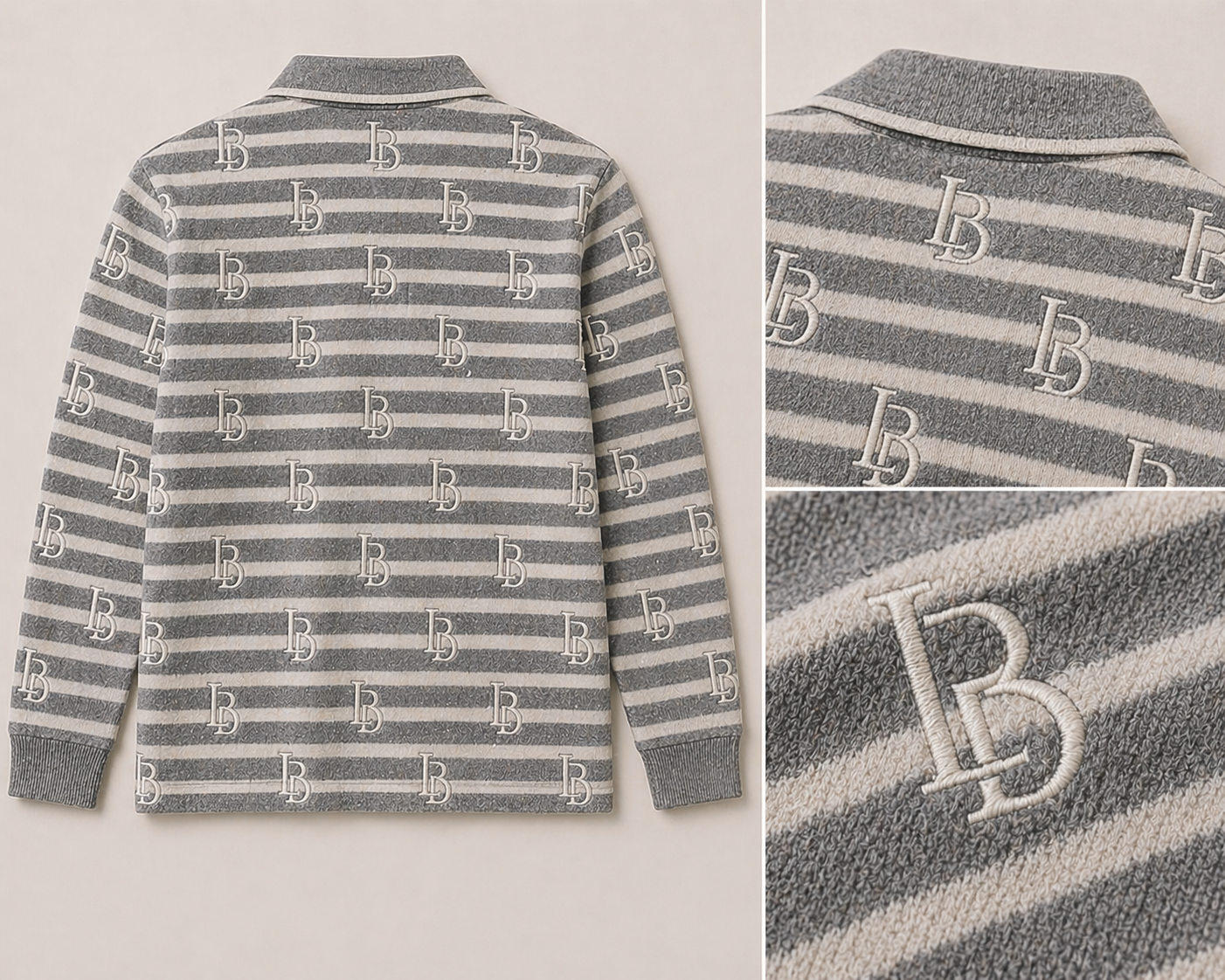 LBD Grey Mix Monogram Quarter zip